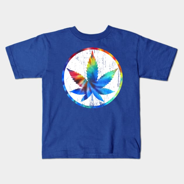 Marijuana Leaf Tie Dye Peace Sign Kids T-Shirt by The Lucid Frog